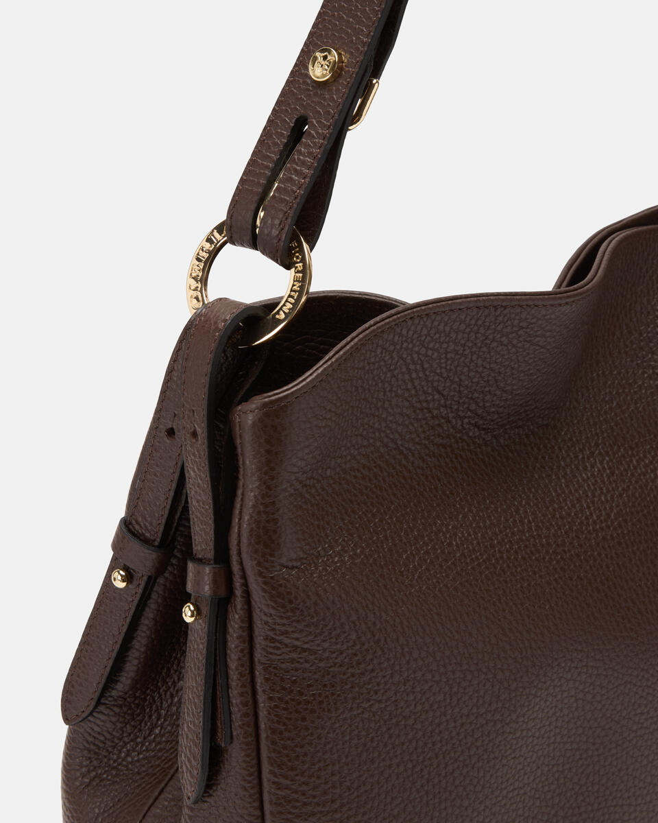 HOBO BAG Chocolate  - Shoulder Bags - Women's Bags - Bags - Cuoieria Fiorentina
