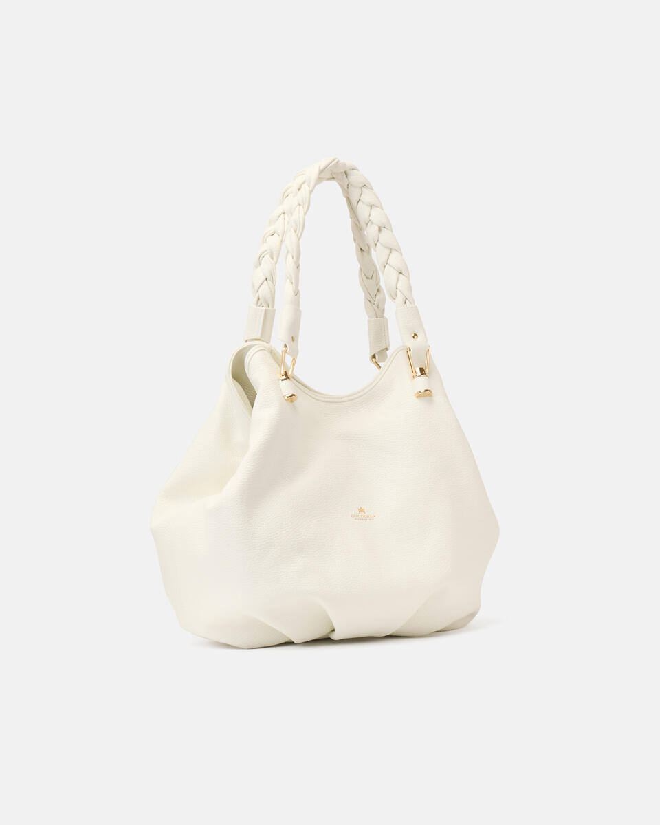 Borsa a Spallacon Doppio Manico Intrecciato Bianco  - Shopping - Borse Donna - Borse - Cuoieria Fiorentina