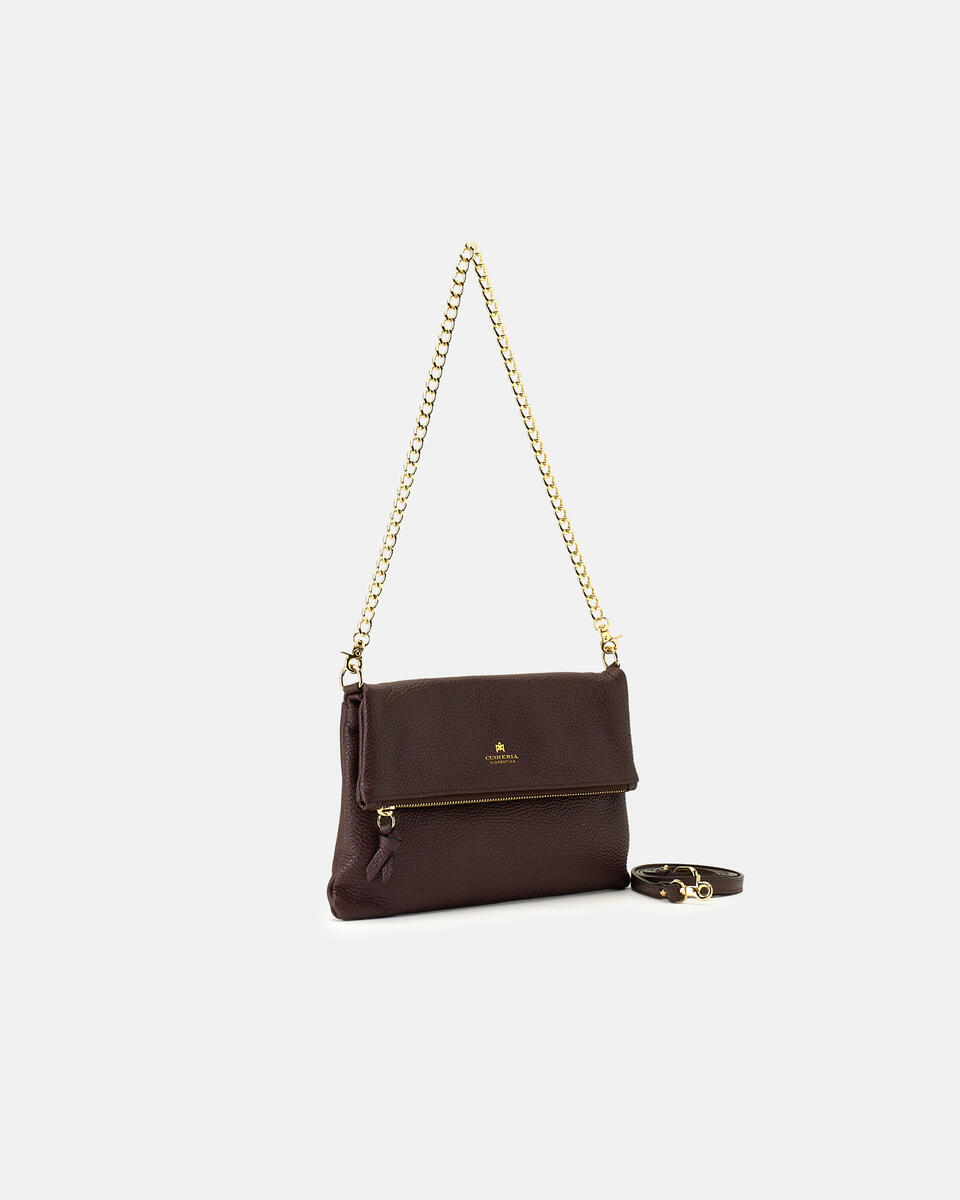 Velvet Borsa a tracolla reversibile condoppia bandoliera in metallo Coffee  - Borse A Spalla - Borse Donna - Borse - Cuoieria Fiorentina