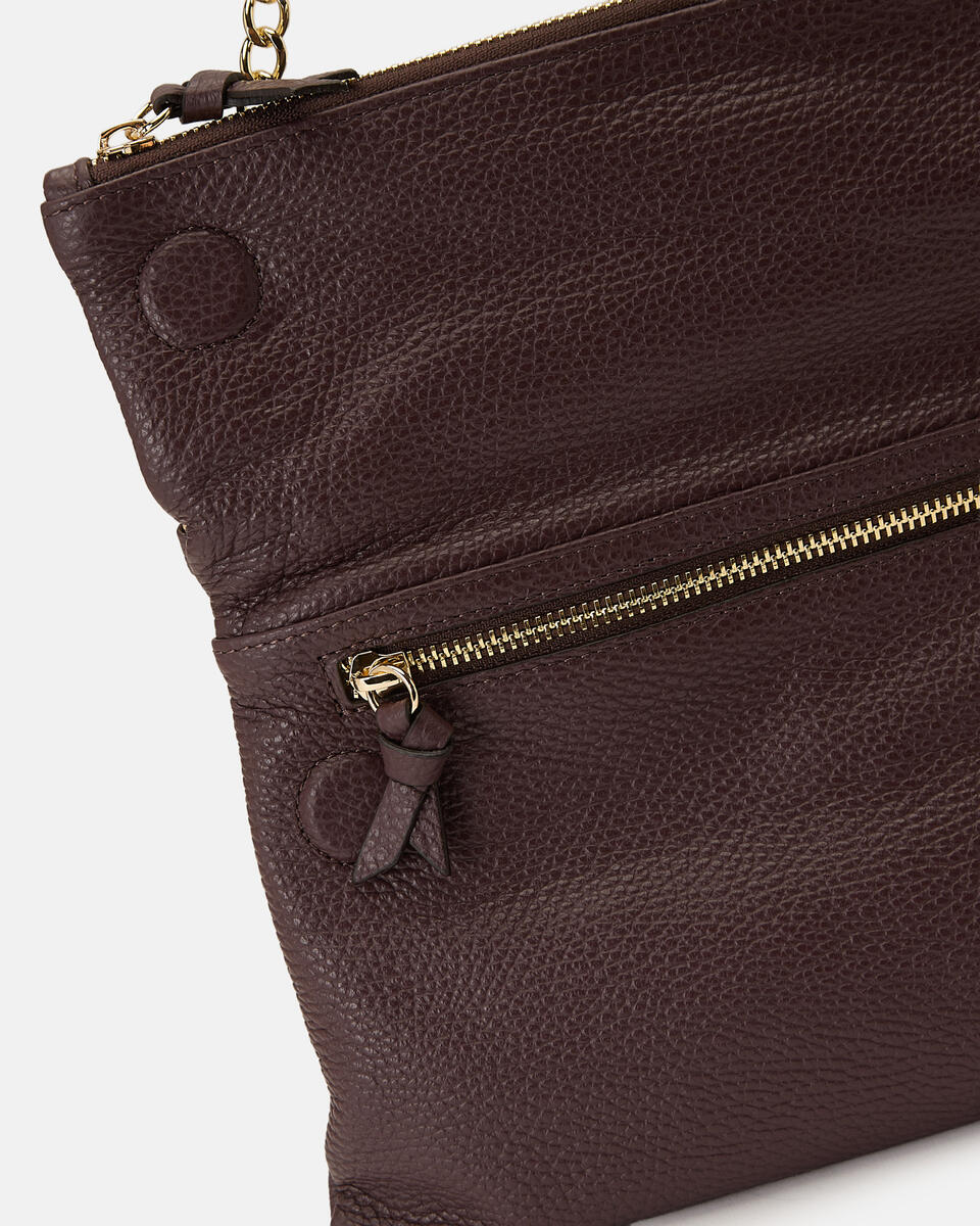 Velvet Borsa a tracolla reversibile condoppia bandoliera in metallo Coffee  - Borse A Spalla - Borse Donna - Borse - Cuoieria Fiorentina