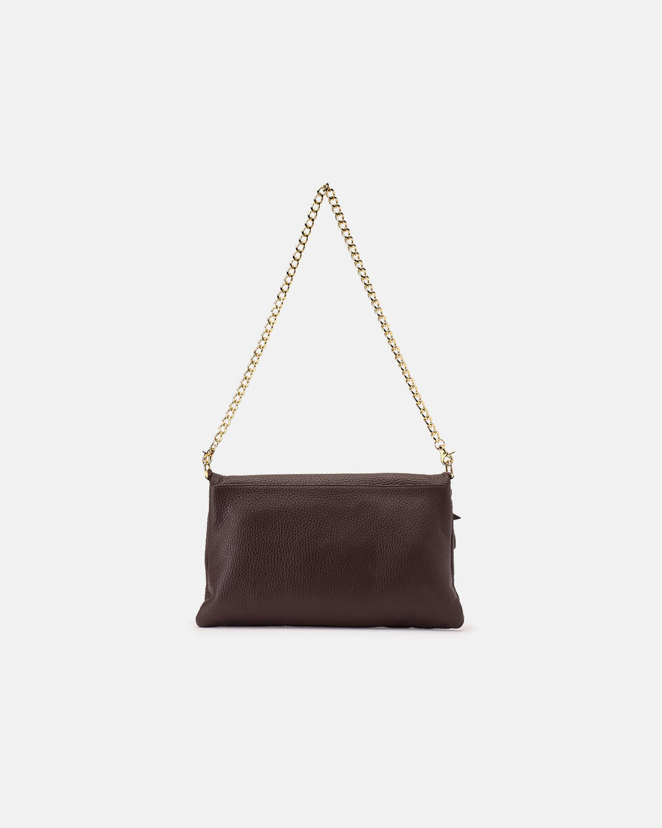 Velvet Borsa a tracolla reversibile condoppia bandoliera in metallo Coffee  - Borse A Spalla - Borse Donna - Borse - Cuoieria Fiorentina