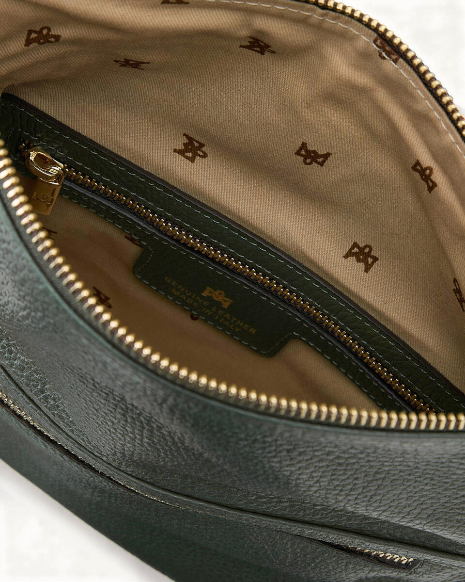 Velvet Borsa a tracolla reversibile condoppia bandoliera in metallo Muschio  - Borse A Spalla - Borse Donna - Borse - Cuoieria Fiorentina