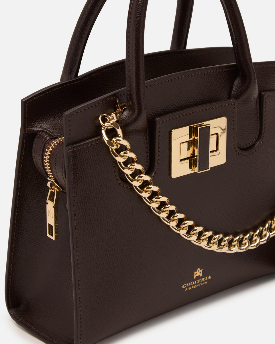 Bella Mini tote in Vitello micro grain Testa di moro  - Tote Bag - Borse Donna - Borse - Cuoieria Fiorentina