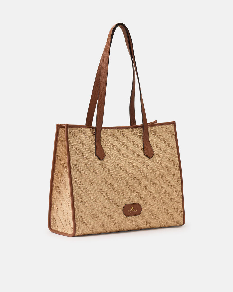 Dora shopping rafia e pelle Caramel  - Shopping - Borse Donna - Borse - Cuoieria Fiorentina