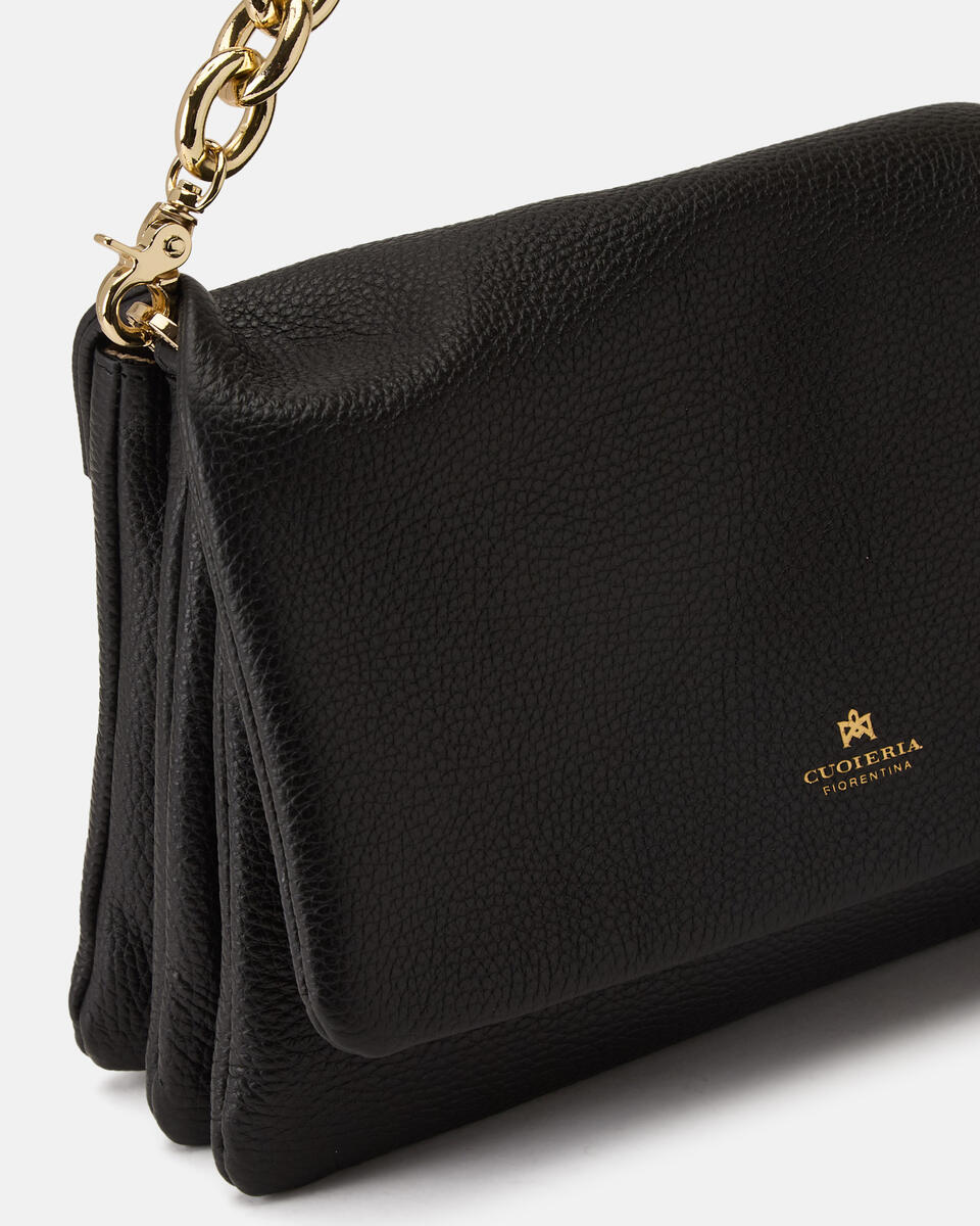 LARGE FLAP BAG Black  - Cuoieria Fiorentina