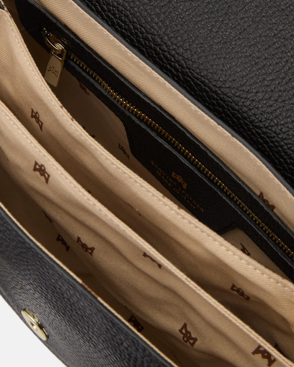 LARGE FLAP BAG Black  - Cuoieria Fiorentina