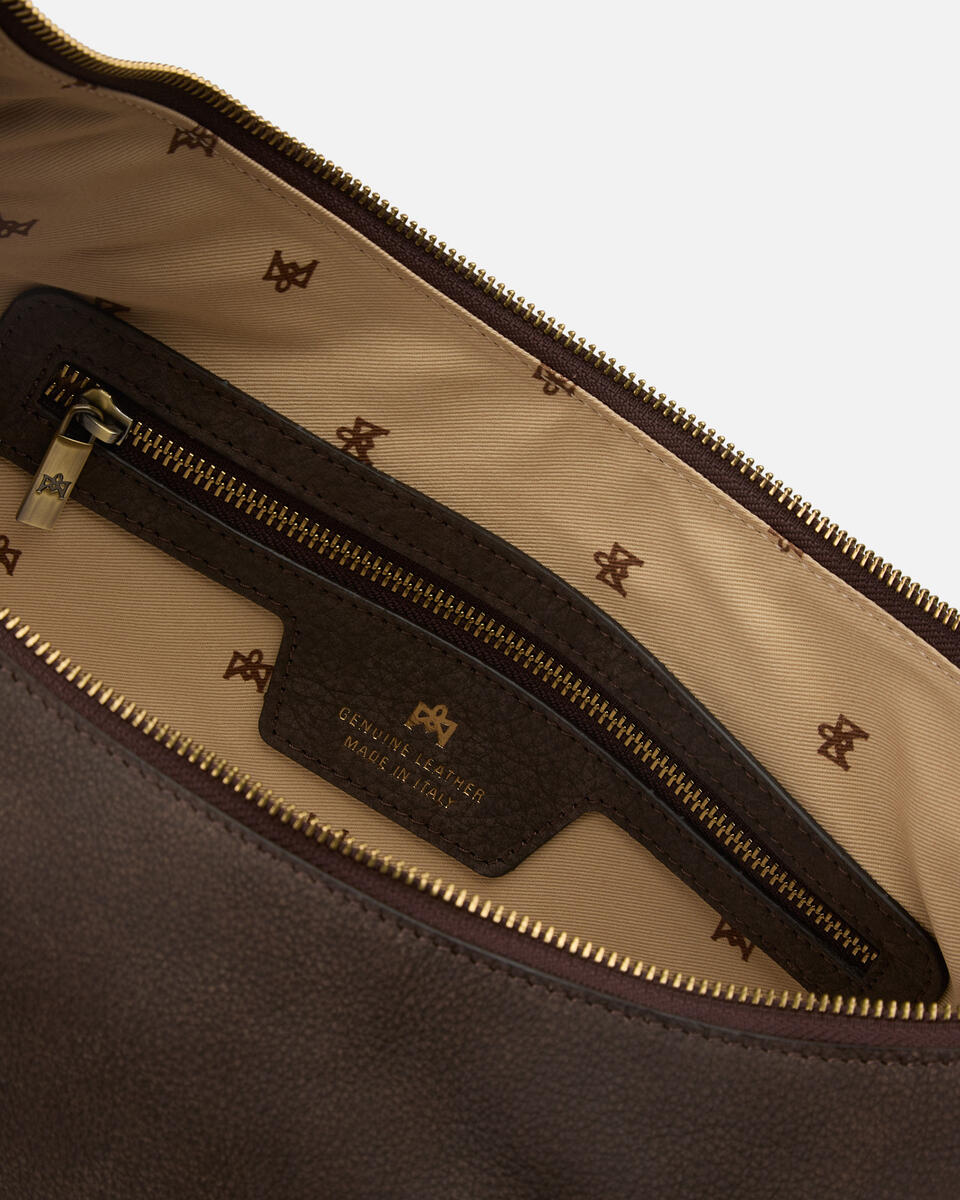 HOBO BAG Chocolate  - Shoulder Bags - Women's Bags - Bags - Cuoieria Fiorentina