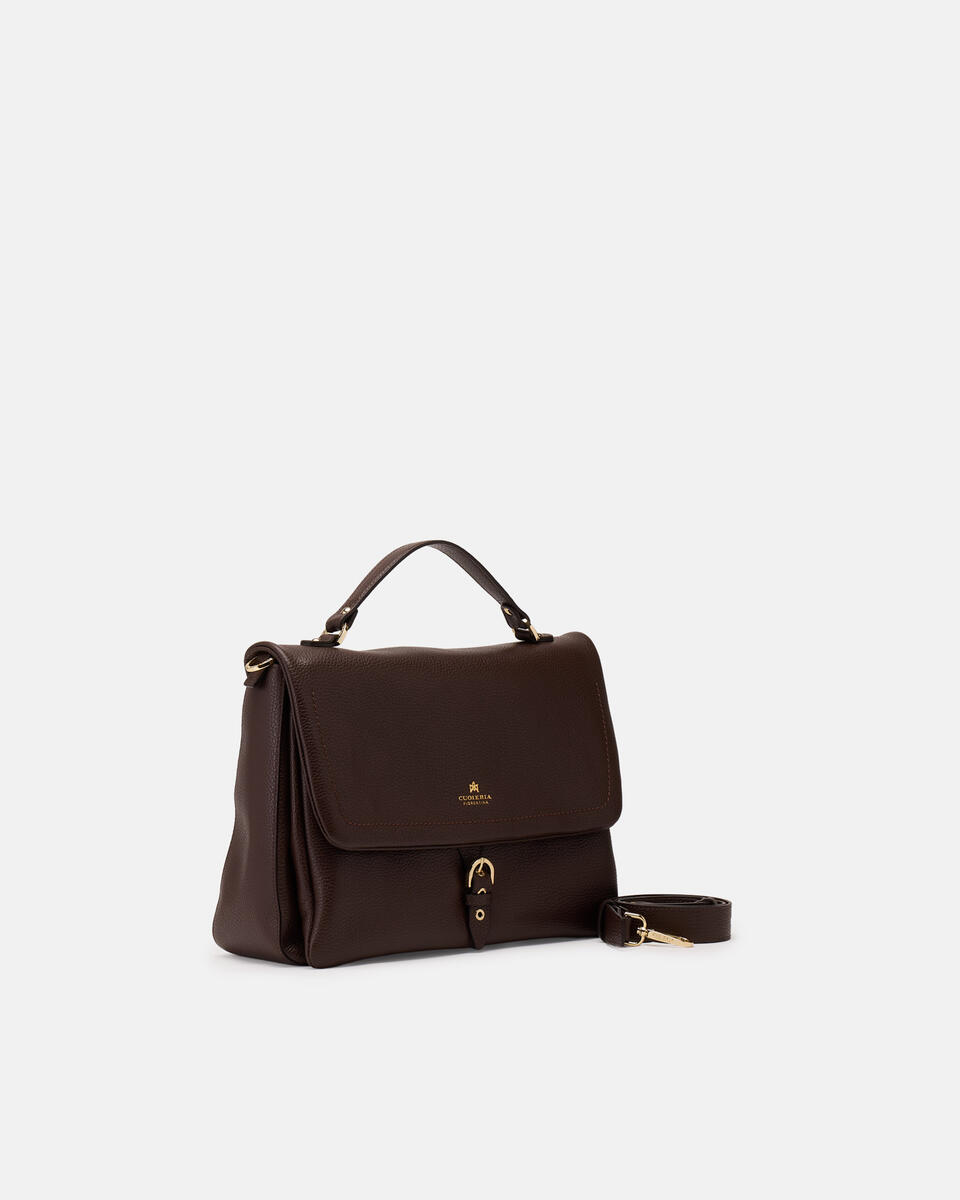 LARGE FLAP BAG Chocolate  - Messenger Bags - Women's Bags - Bags - Cuoieria Fiorentina