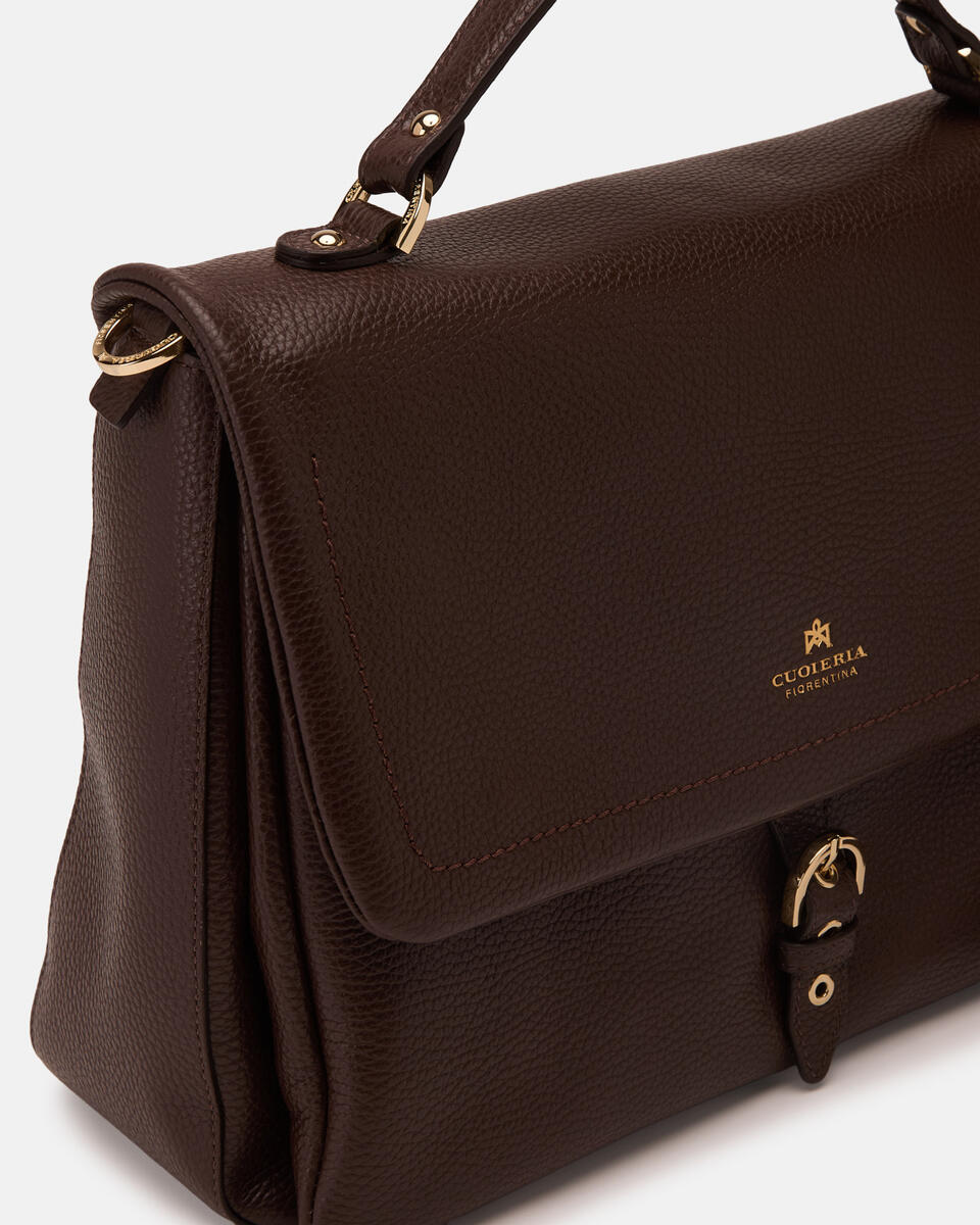 LARGE FLAP BAG Chocolate  - Messenger Bags - Women's Bags - Bags - Cuoieria Fiorentina