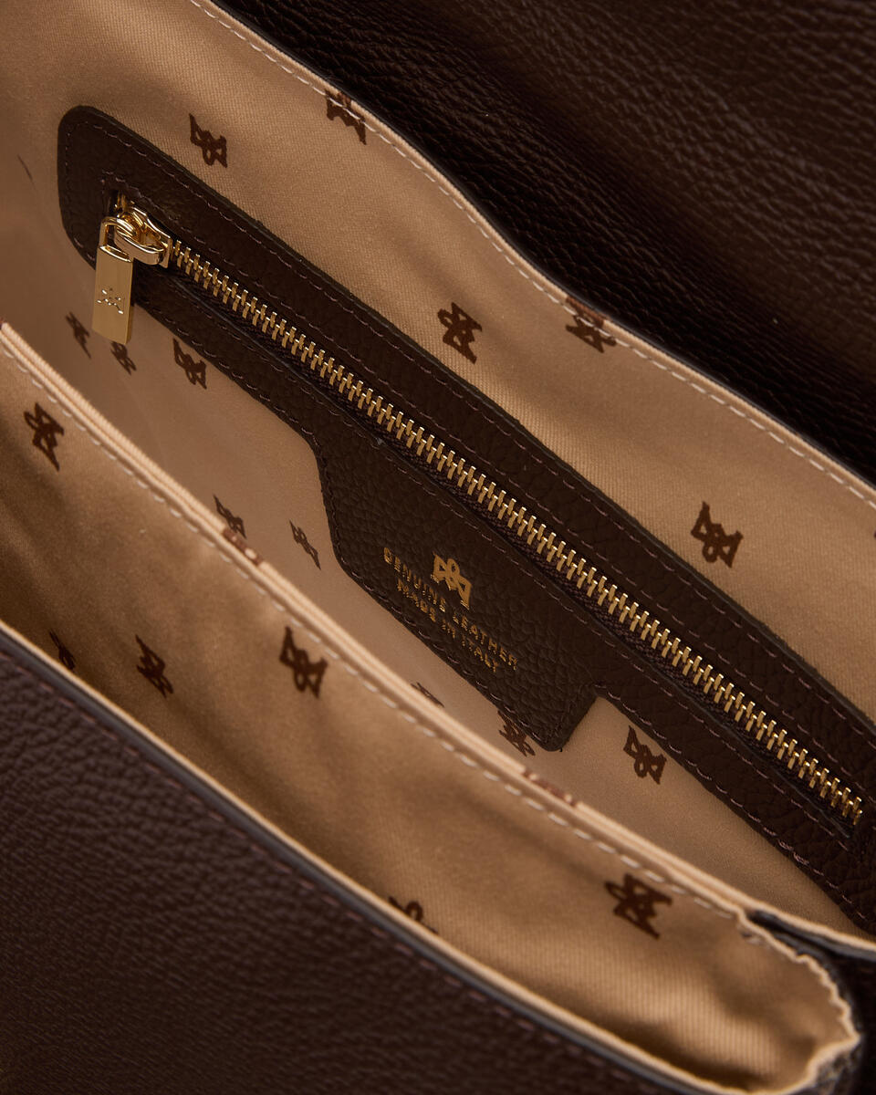 LARGE FLAP BAG Chocolate  - Messenger Bags - Women's Bags - Bags - Cuoieria Fiorentina