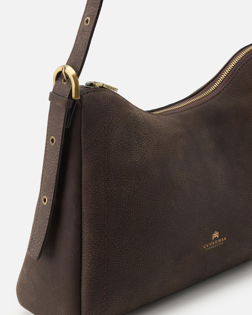 SQUARED HOBO Chocolate  - Shoulder Bags - Women's Bags - Bags - Cuoieria Fiorentina