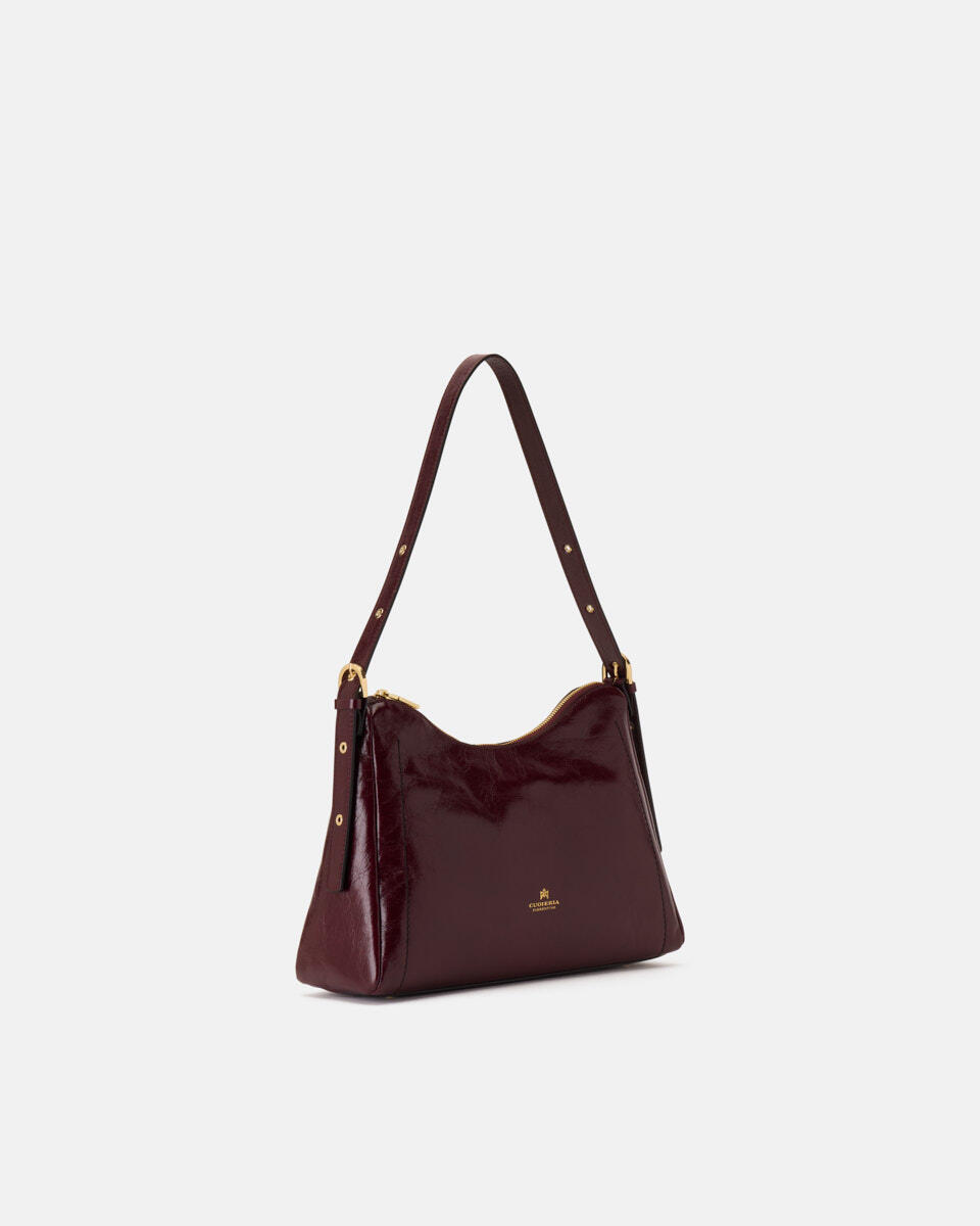 SQUARED HOBO BAG Black cherry  - Shoulder Bags - Women's Bags - Bags - Cuoieria Fiorentina
