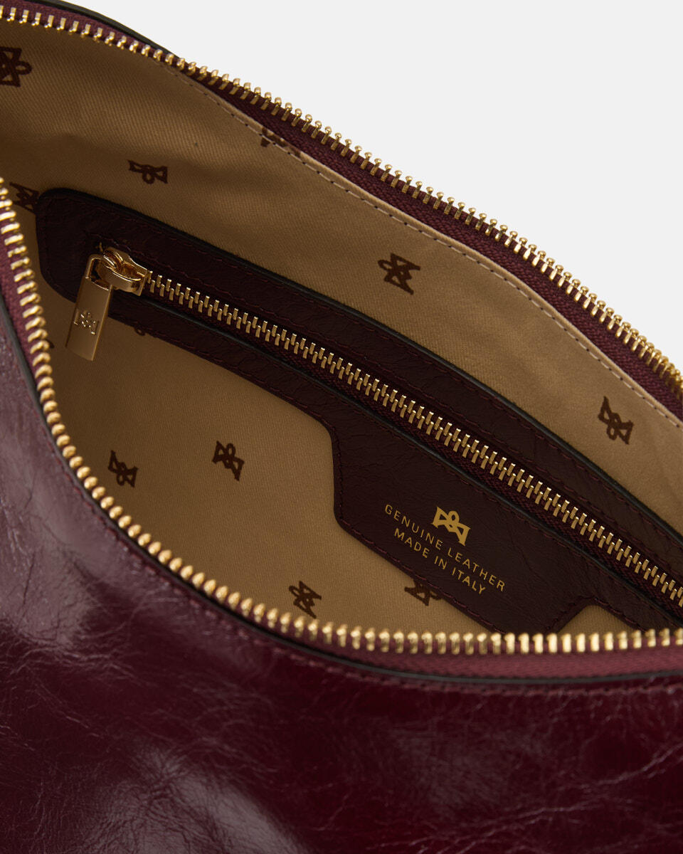 SQUARED HOBO BAG Black cherry  - Shoulder Bags - Women's Bags - Bags - Cuoieria Fiorentina