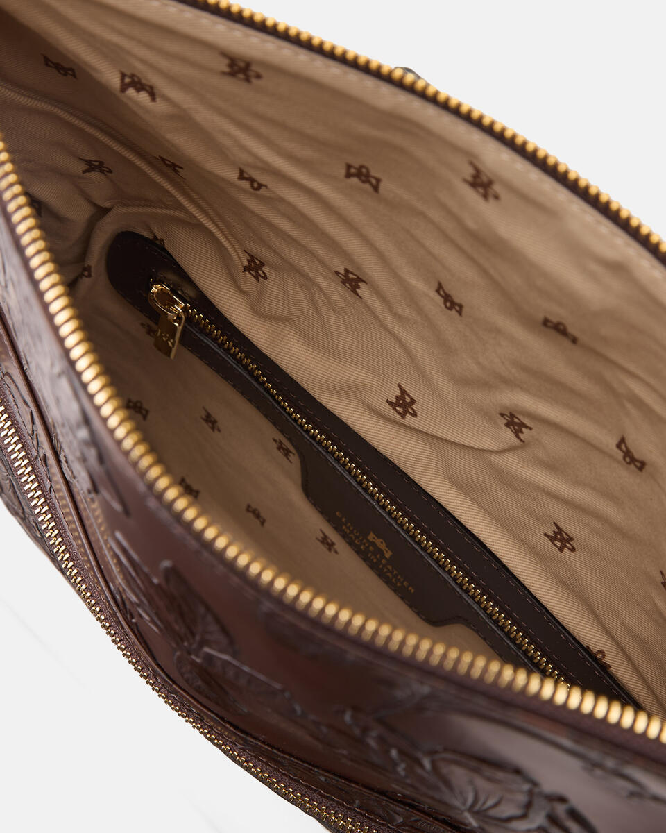 MAXI POUCH Mahogany  - Clutch Bags - Women's Bags - Bags - Cuoieria Fiorentina