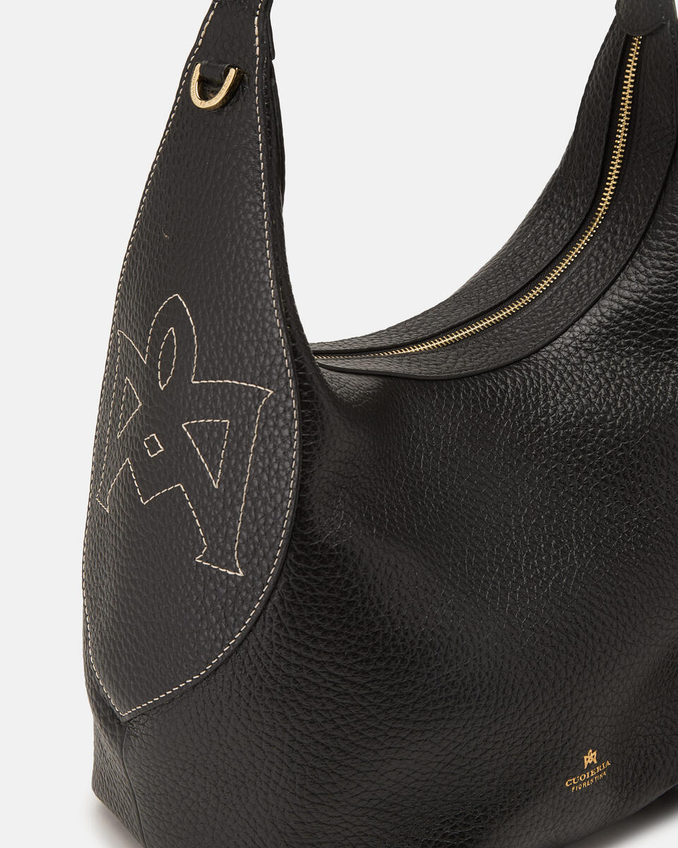 LARGE HOBO Black  - Shoulder Bags - Women's Bags - Bags - Cuoieria Fiorentina