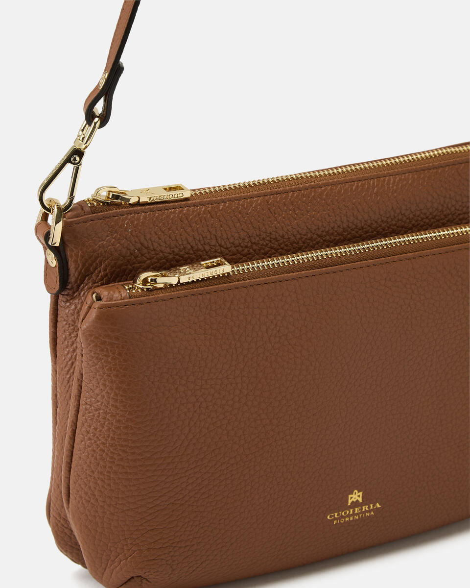 DOUBLE POUCH Caramel  - Crossbody Bags - Women's Bags - Bags - Cuoieria Fiorentina