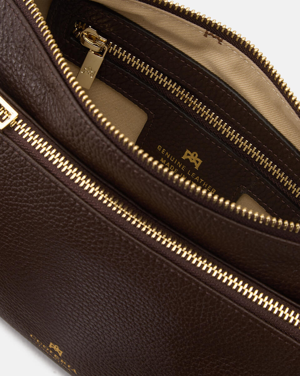 DOUBLE POUCH Chocolate  - Crossbody Bags - Women's Bags - Bags - Cuoieria Fiorentina