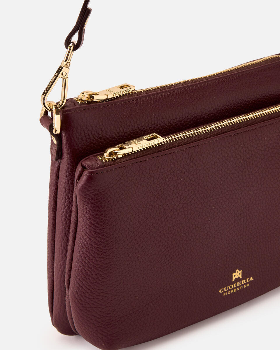 DOUBLE POUCH Coffee  - Crossbody Bags - Women's Bags - Bags - Cuoieria Fiorentina