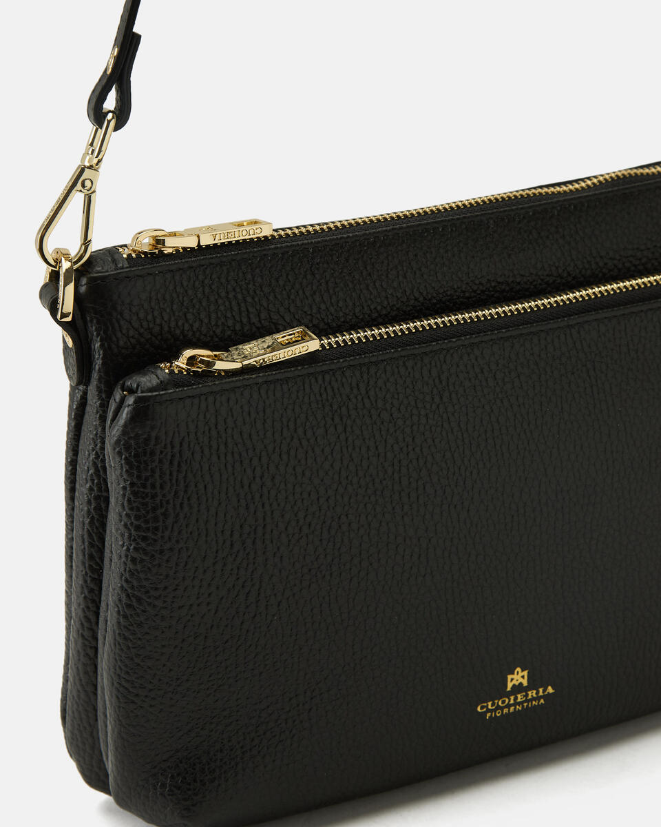 DOUBLE POUCH Black  - Crossbody Bags - Women's Bags - Bags - Cuoieria Fiorentina