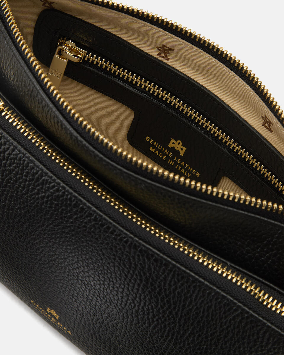 DOUBLE POUCH Black  - Crossbody Bags - Women's Bags - Bags - Cuoieria Fiorentina