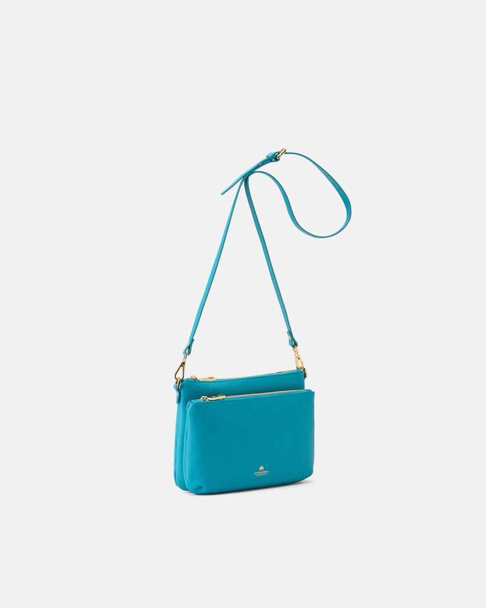 DOUBLE POUCH Turquoise  - Crossbody Bags - Women's Bags - Bags - Cuoieria Fiorentina