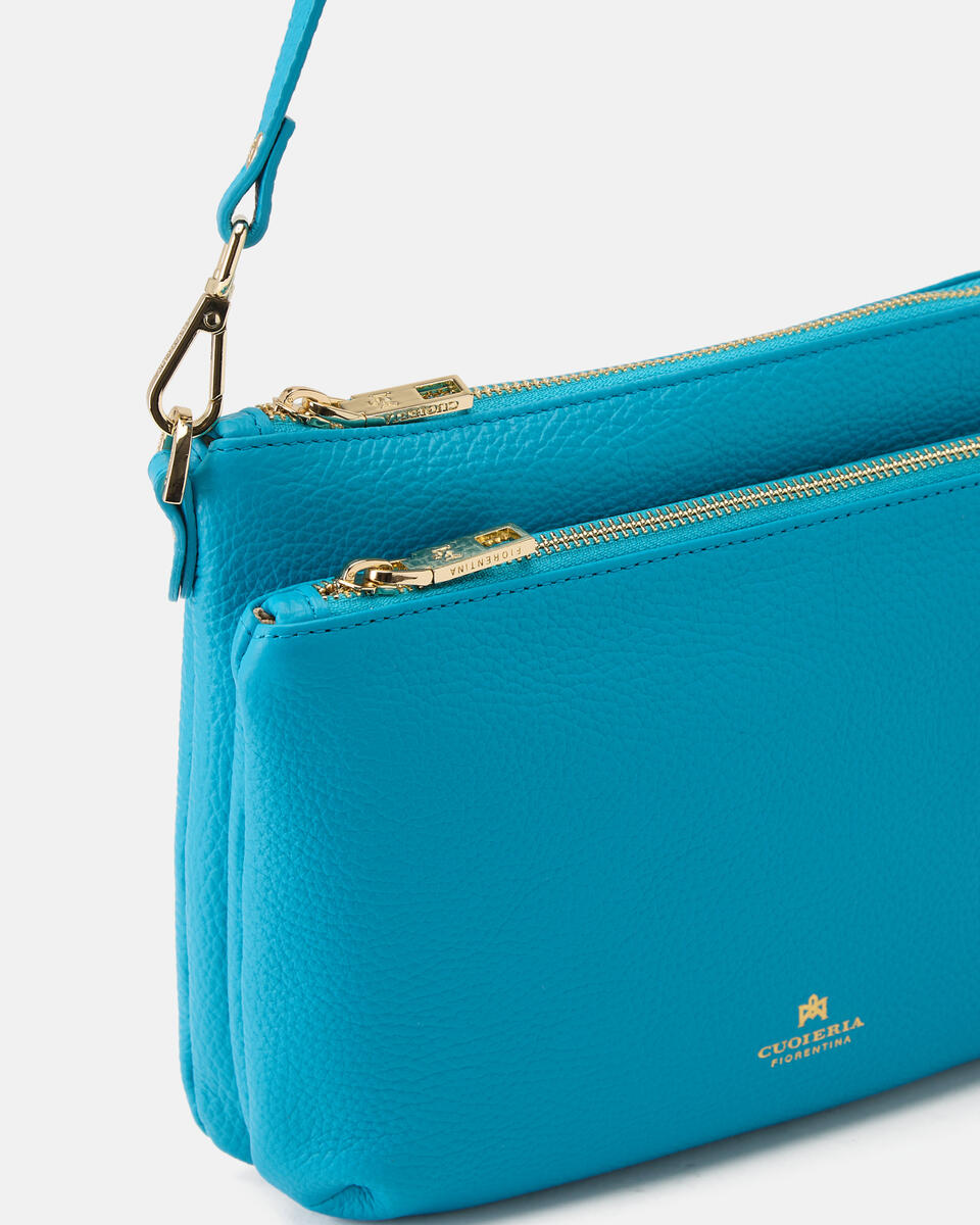 DOUBLE POUCH Turquoise  - Crossbody Bags - Women's Bags - Bags - Cuoieria Fiorentina