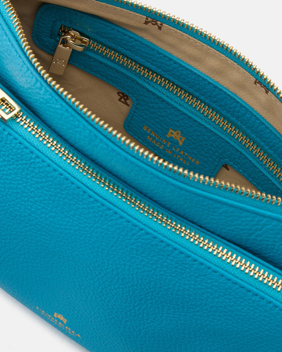 DOUBLE POUCH Turquoise  - Crossbody Bags - Women's Bags - Bags - Cuoieria Fiorentina