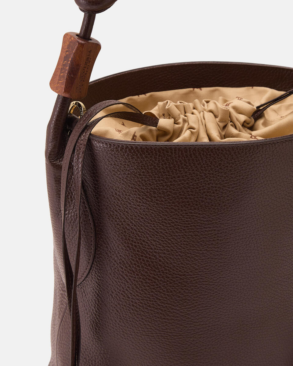 BUCKET BAG Chocolate  - Bucket Bags - Women's Bags - Bags - Cuoieria Fiorentina