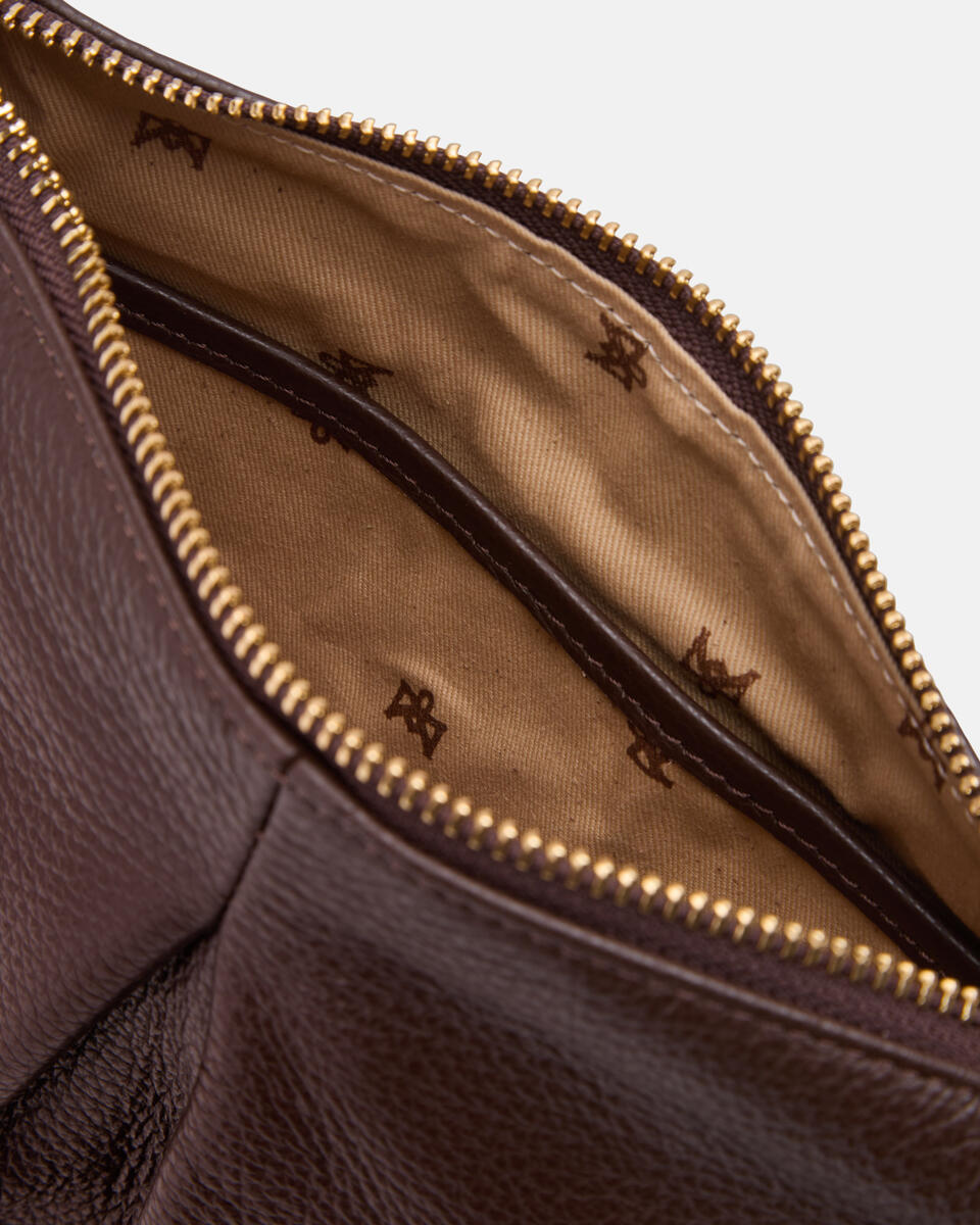 MINI POUCH WITH FRINGES Chocolate  - Shoulder Bags - Women's Bags - Bags - Cuoieria Fiorentina