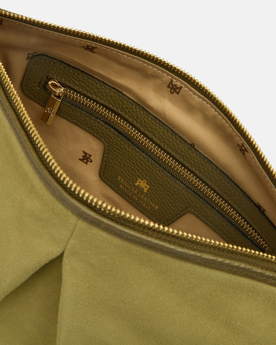 POUCH WITH FRINGES Forest green   - Shoulder Bags - Women's Bags - Bags - Cuoieria Fiorentina