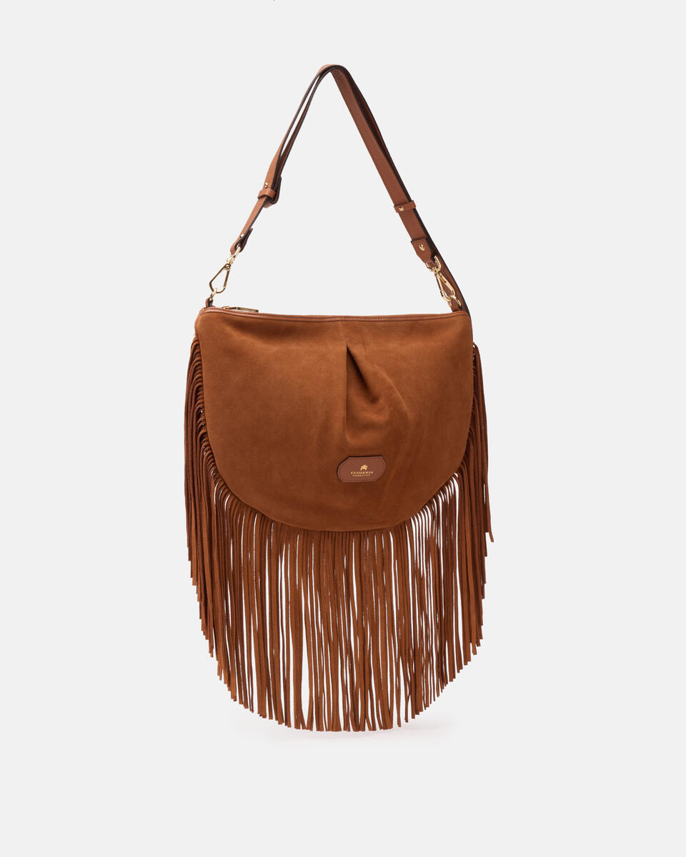 POUCH WITH FRINGES Caramel  - Shoulder Bags - Women's Bags - Bags - Cuoieria Fiorentina