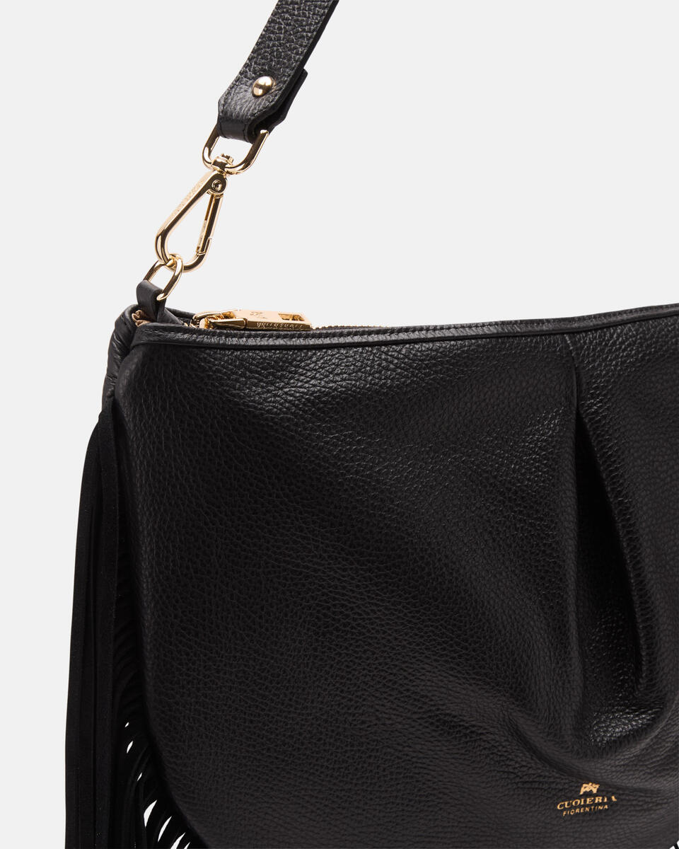 POUCH WITH FRINGES Black  - Shoulder Bags - Women's Bags - Bags - Cuoieria Fiorentina