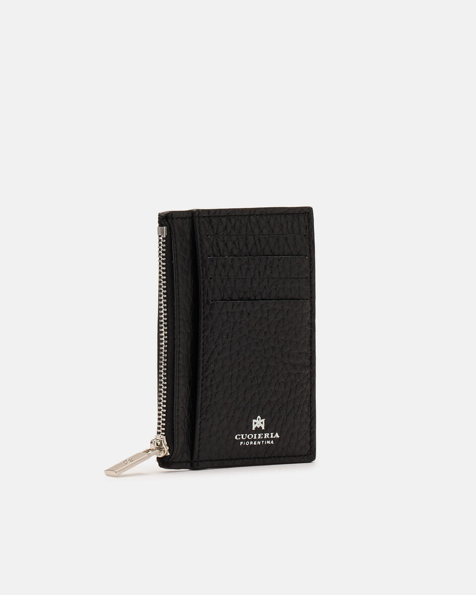 Portatessere con zip Nero  - Portafogli Donna - Portafogli Uomo - Portafogli - Cuoieria Fiorentina