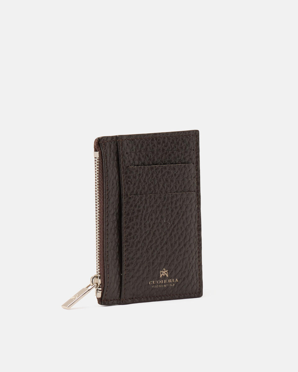 CARD HOLDER WITH ZIP Dark brown  - Women's Wallets - Men's Wallets - Wallets - Cuoieria Fiorentina