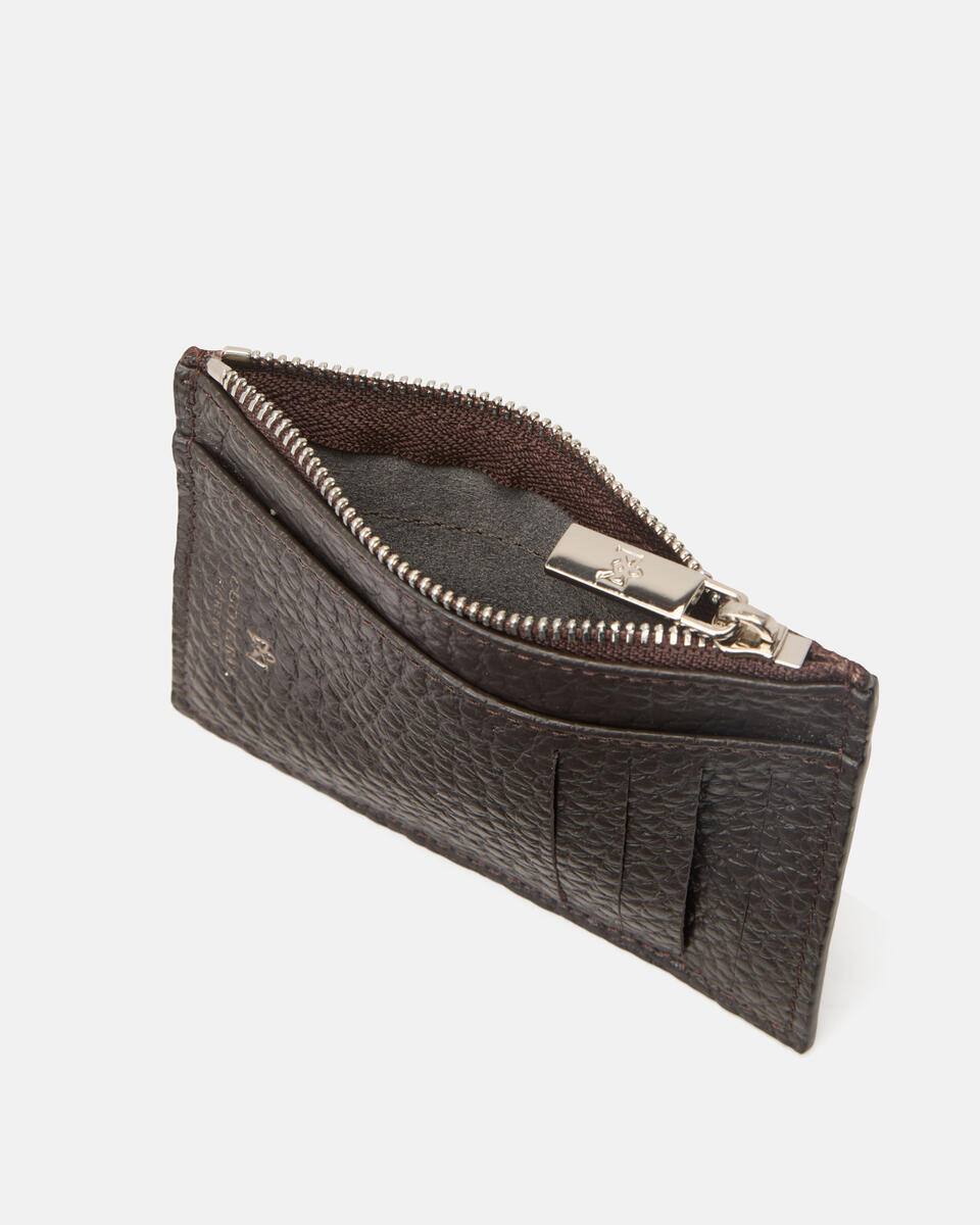CARD HOLDER WITH ZIP Dark brown  - Women's Wallets - Men's Wallets - Wallets - Cuoieria Fiorentina