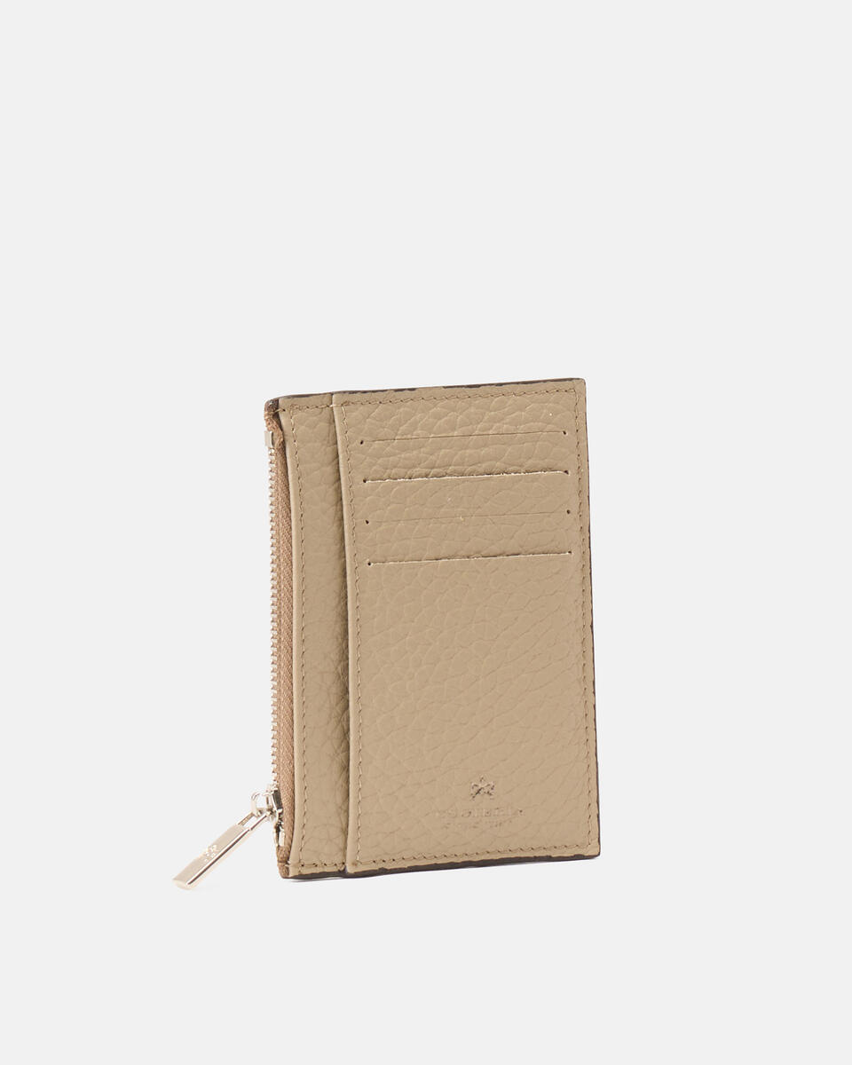 CARD HOLDER WITH ZIP Taupe  - Women's Wallets - Men's Wallets - Wallets - Cuoieria Fiorentina