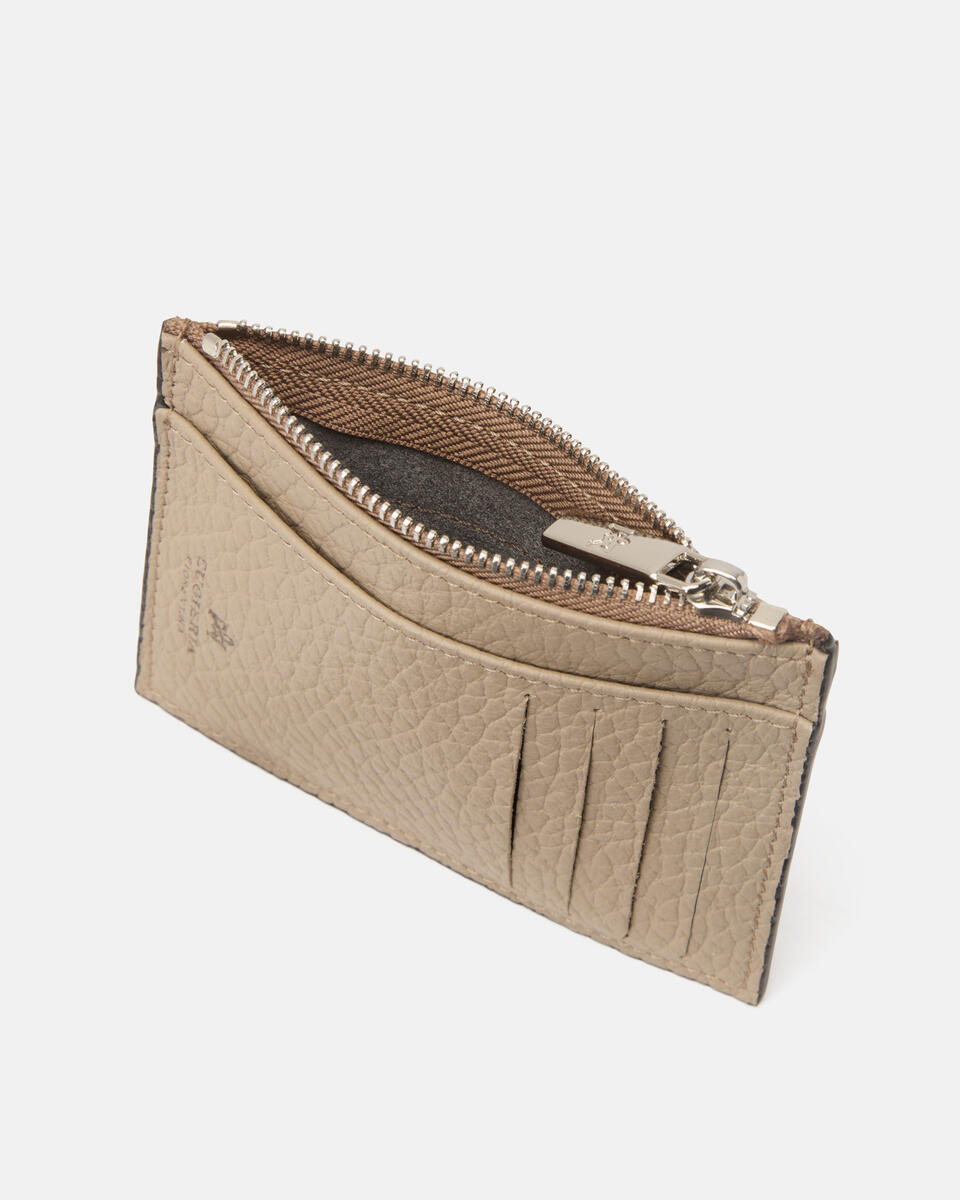 CARD HOLDER WITH ZIP Taupe  - Women's Wallets - Men's Wallets - Wallets - Cuoieria Fiorentina