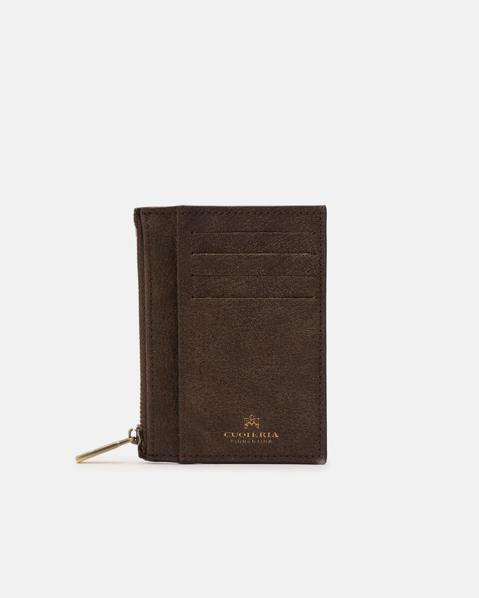 Card holder with zip Chocolate  - Women's Wallets - Women's Wallets - Wallets - Cuoieria Fiorentina