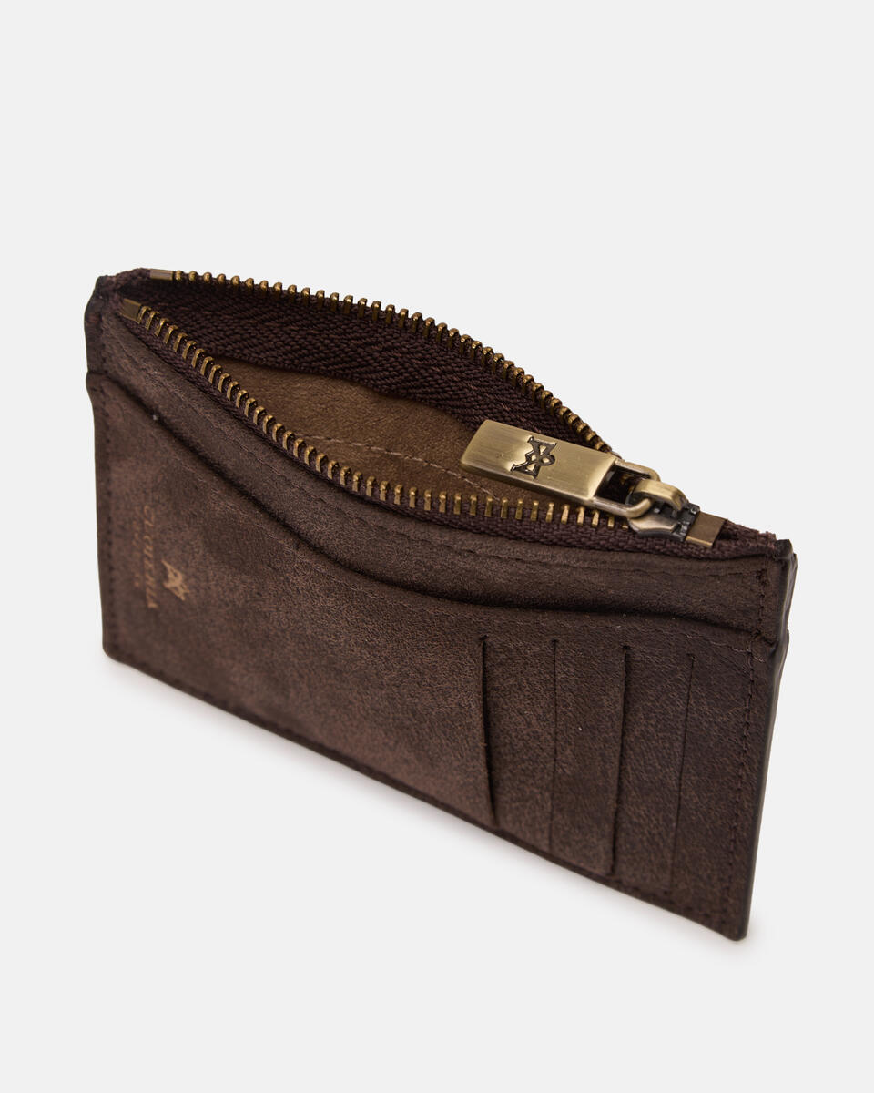 Card holder with zip Chocolate  - Women's Wallets - Women's Wallets - Wallets - Cuoieria Fiorentina