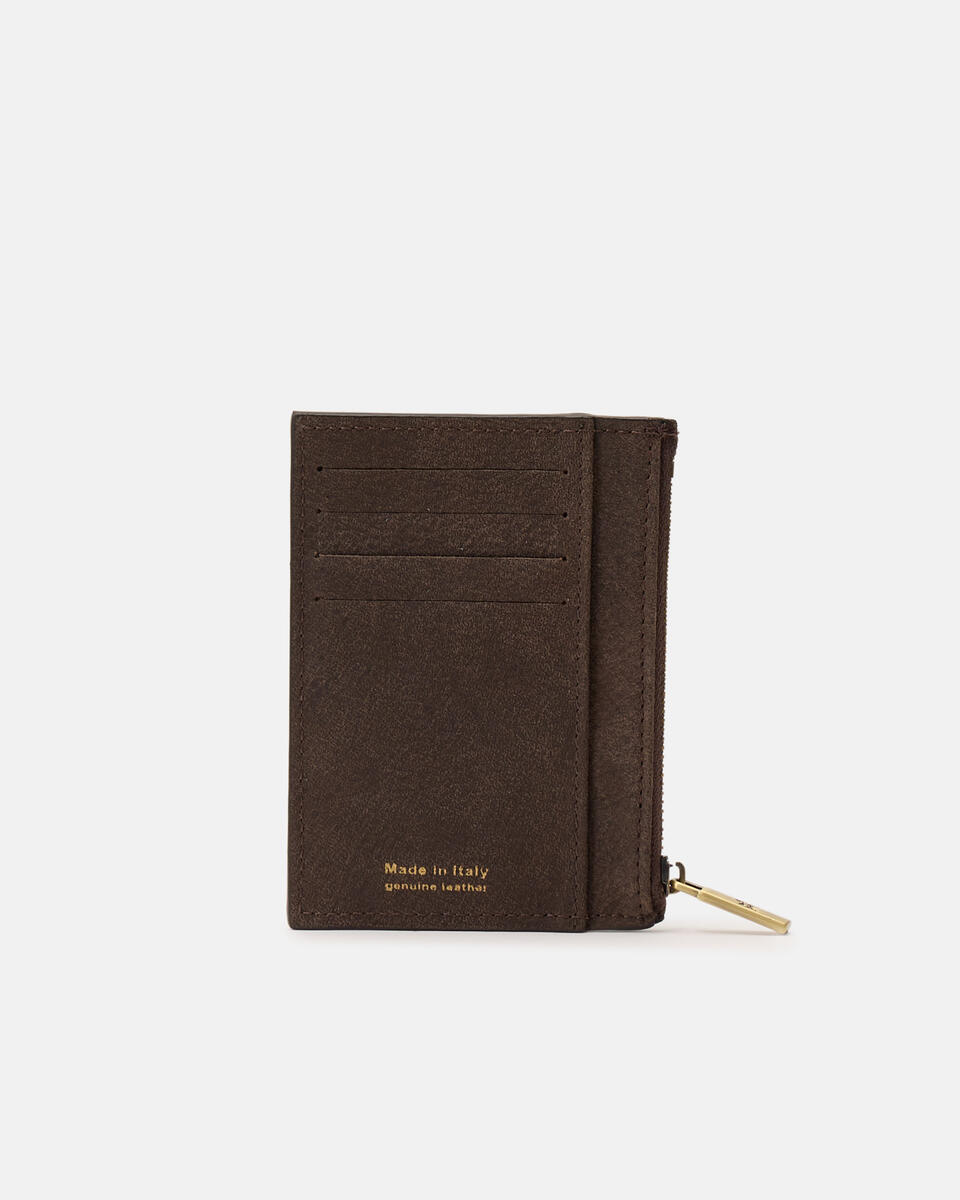 Card holder with zip Chocolate  - Women's Wallets - Women's Wallets - Wallets - Cuoieria Fiorentina