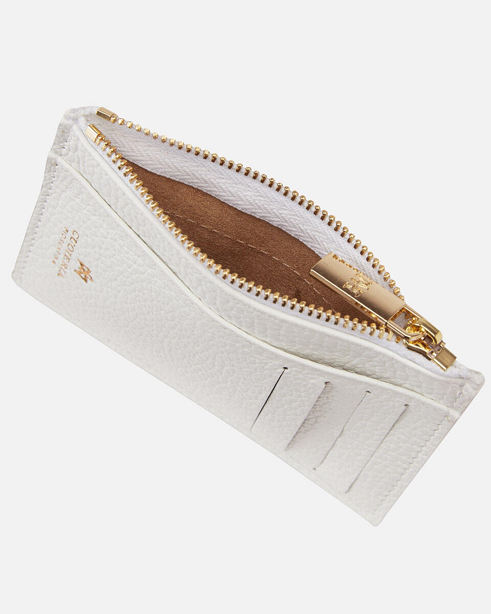 Card holder with zip White  - Women's Wallets - Women's Wallets - Wallets - Cuoieria Fiorentina