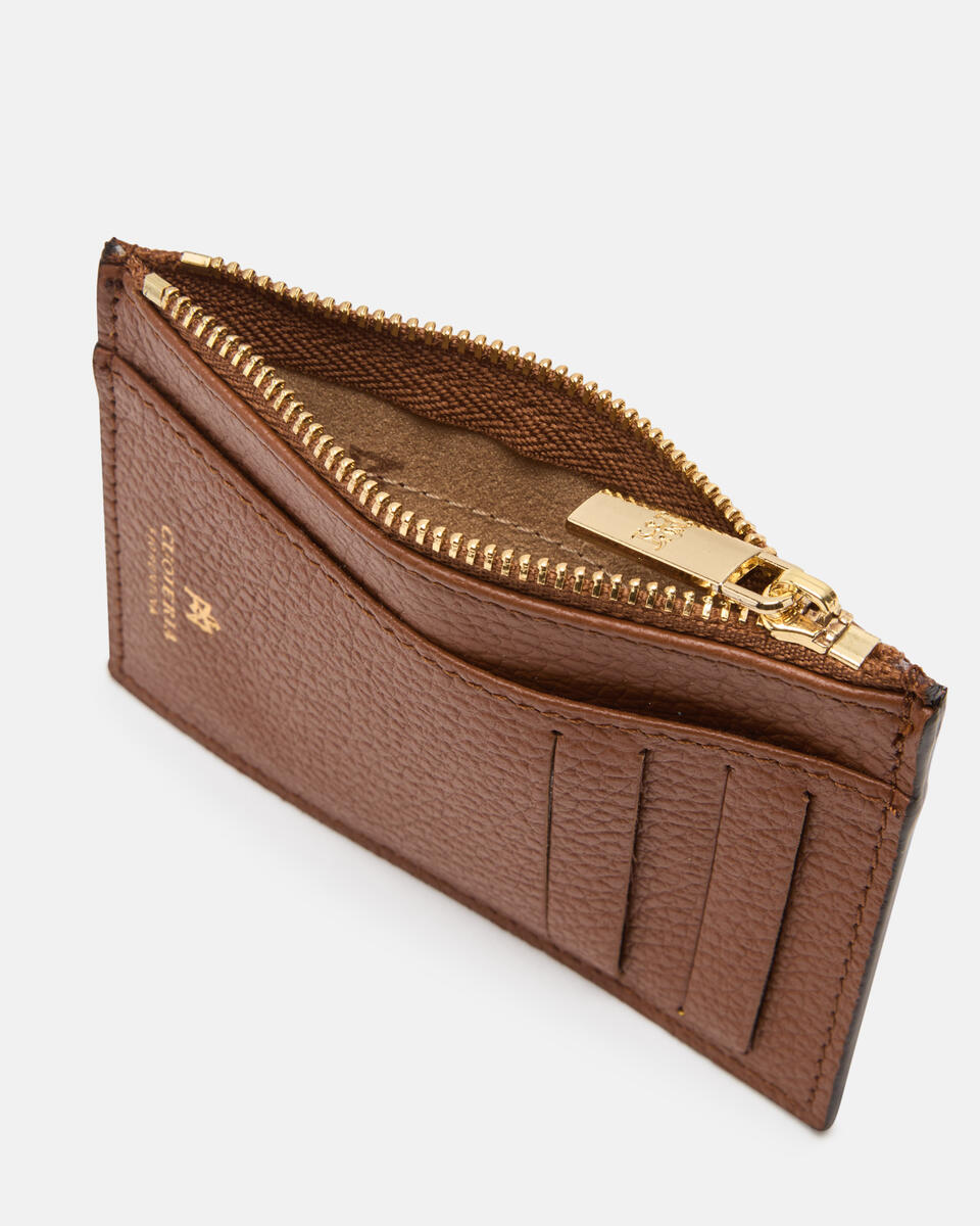 Card holder with zip Caramel  - Women's Wallets - Women's Wallets - Wallets - Cuoieria Fiorentina