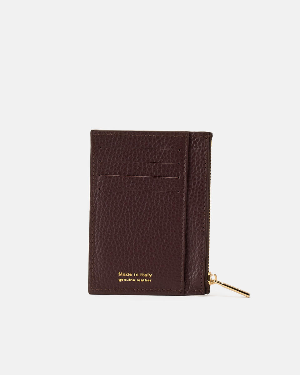 Card holder with zip Coffee  - Women's Wallets - Women's Wallets - Wallets - Cuoieria Fiorentina