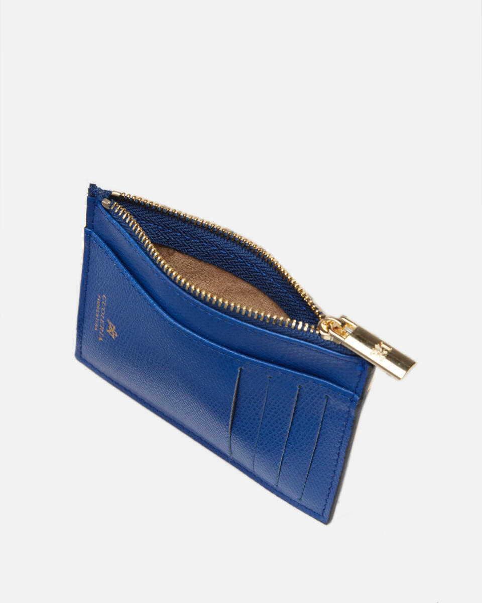 Card holder with zip Bluette  - Women's Wallets - Wallets - Cuoieria Fiorentina