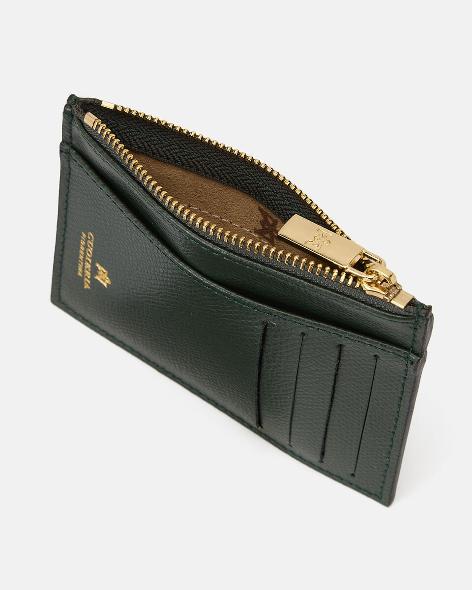 Bella Portacarte con zip Muschio  - Portafogli Donna - Portafogli Donna - Portafogli - Cuoieria Fiorentina