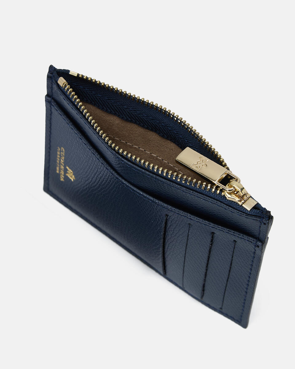 Card holder with zip Navy  - Women's Wallets - Women's Wallets - Wallets - Cuoieria Fiorentina