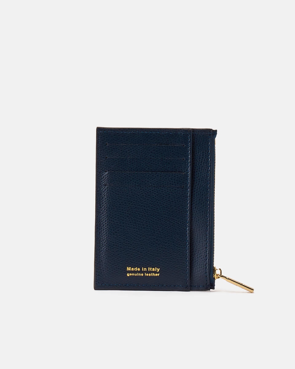 Card holder with zip Navy  - Women's Wallets - Women's Wallets - Wallets - Cuoieria Fiorentina