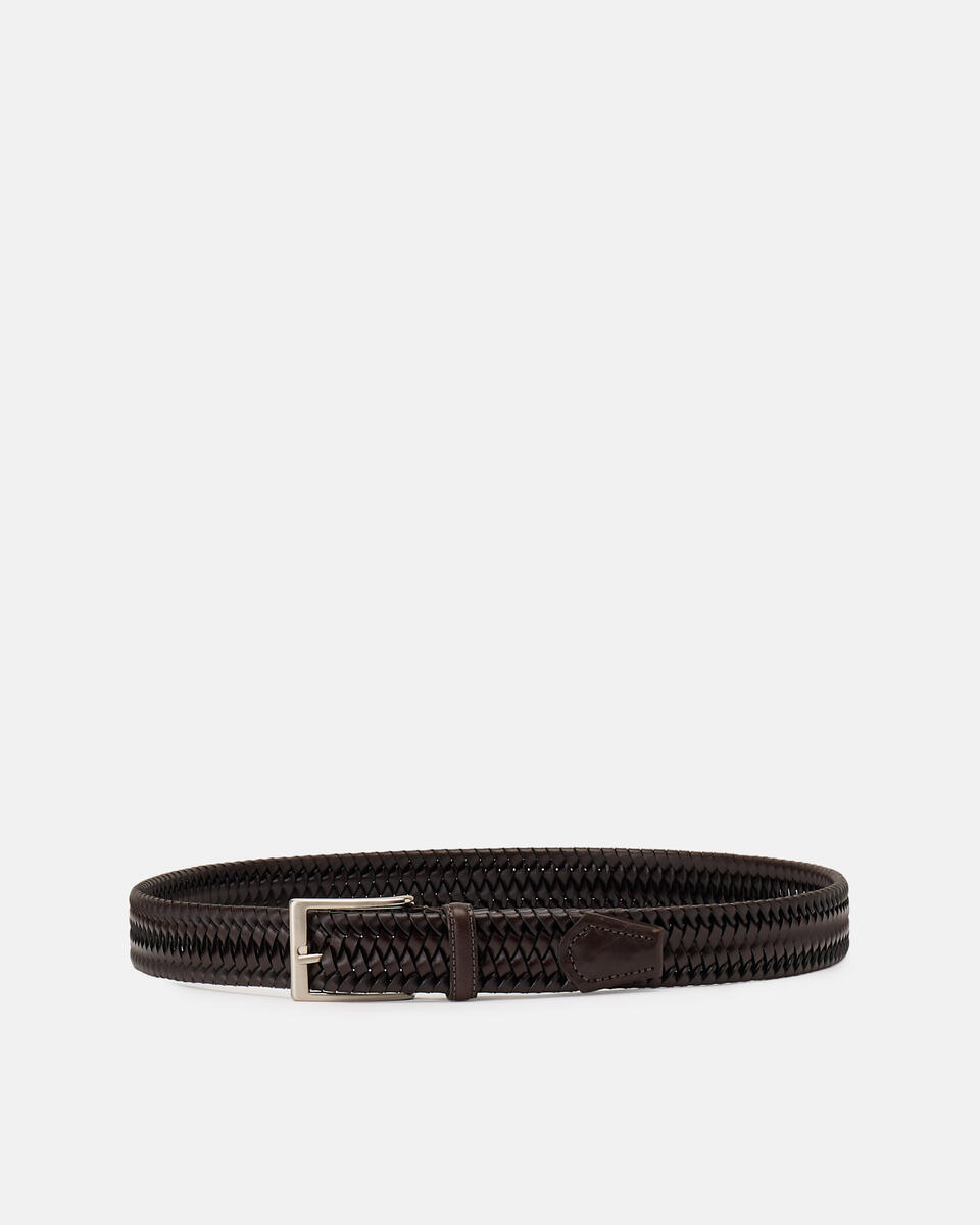 ELASTICIZED BELT Dark brown  - Men Belts - Belts - Cuoieria Fiorentina