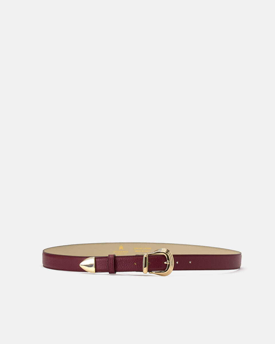 Cintura D cm 3 Metal Tip Bordeaux  - Cinture Donna - Cinture - Cuoieria Fiorentina