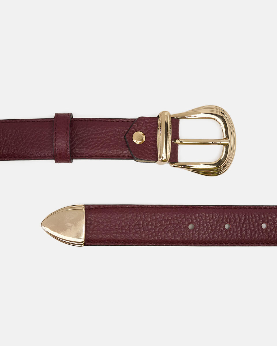 Cintura D cm 3 Metal Tip Bordeaux  - Cinture Donna - Cinture - Cuoieria Fiorentina